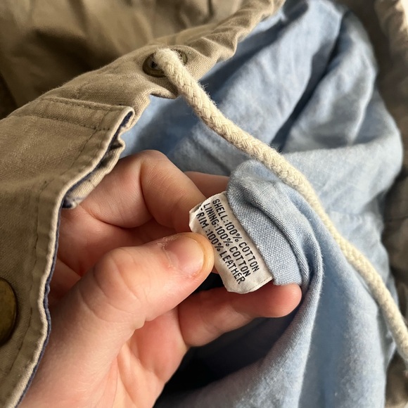 Venezia Vitale Cotton and Leather Coastal Tan and Navy Field Jacket 14/16 - Picture 4 of 4